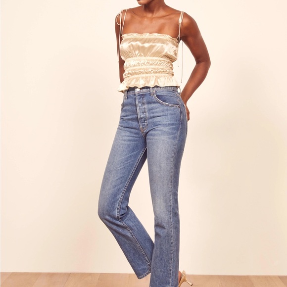 NWT Reformation Viviana Silk Top Ivory Sz S - Picture 2 of 9